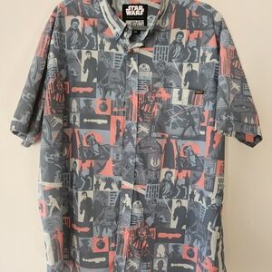RSVLTS Star Wars Casual Button-Down Shirt in Gray and Coral